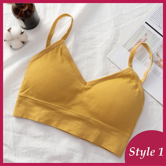 Seamless backless crop top bra from The Clothing Company Sydney, padded lingerie with a fitted tube top design.