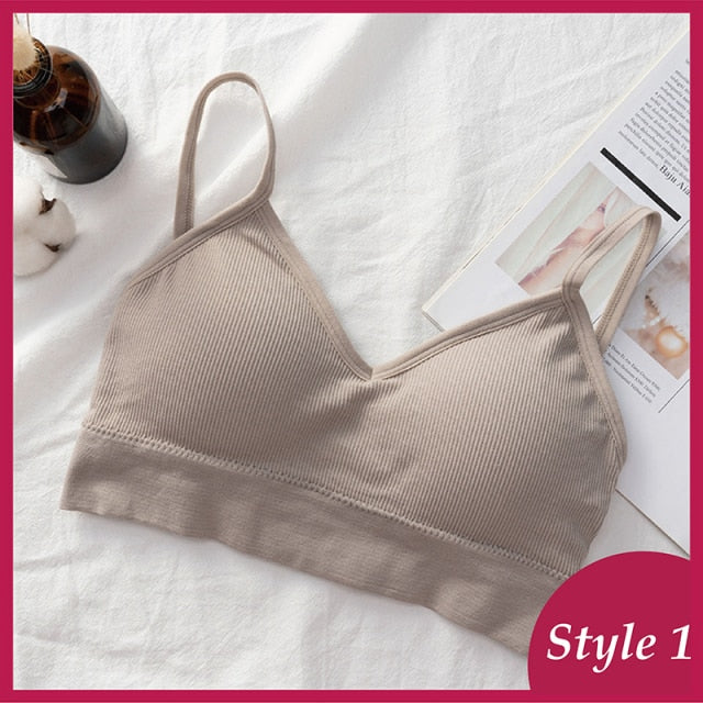 Seamless crop top tube bra from The Clothing Company Sydney, backless lingerie with padded cups and sporty design.