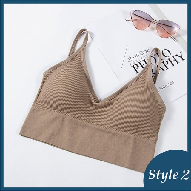 Seamless backless crop top bra from The Clothing Company Sydney, padded lingerie bralette, ideal for sports and casual wear.
