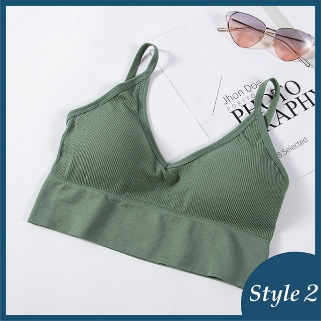 Seamless backless crop top bra by The Clothing Company Sydney, padded lingerie bralette perfect for active and casual wear.