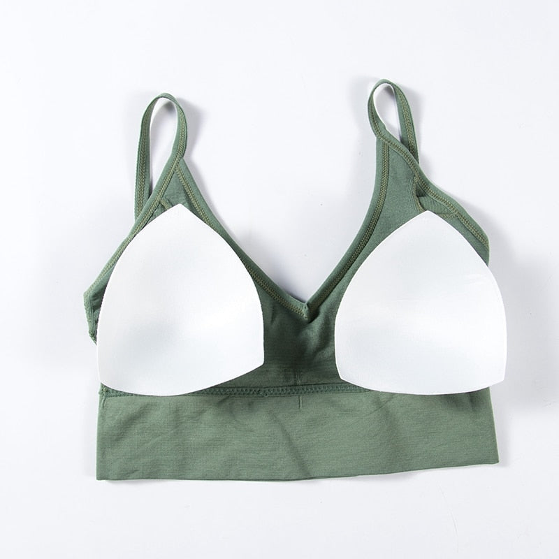 Seamless backless crop top bra by The Clothing Company Sydney, padded lingerie bralette with a fitted tube top design.