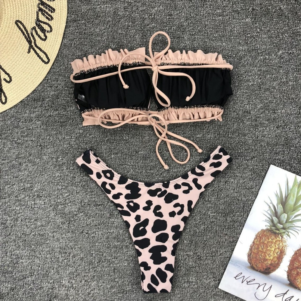 2 Piece Bandeau Top Swimsuit Swimwear Push Up Swimming Bathing Suit Beachwear Micro Bikini Set The Clothing Company Sydney
