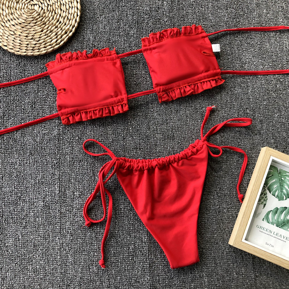 2 Piece Bandeau Top Swimsuit Swimwear Push Up Swimming Bathing Suit Beachwear Micro Bikini Set The Clothing Company Sydney