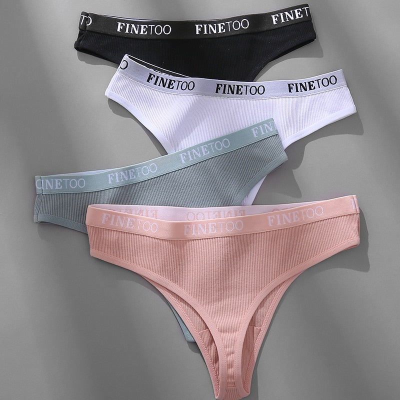 Cotton mix thong underwear with letter waist design, G-string style from The Clothing Company Sydney.