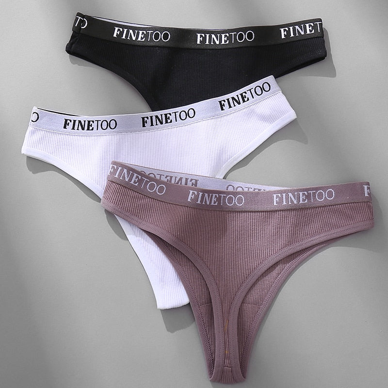 Cotton mix thong underwear from The Clothing Company Sydney featuring letter-themed waist design and G-string style.