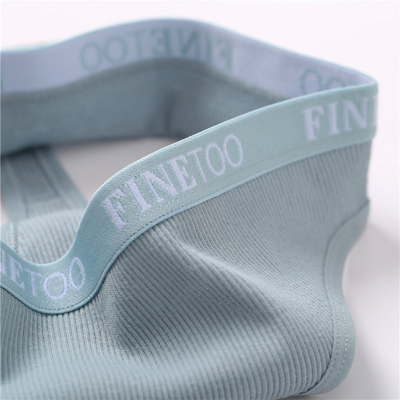 Cotton mix thong underwear with letter waist design, G-string brief from The Clothing Company Sydney, close-up view of product.