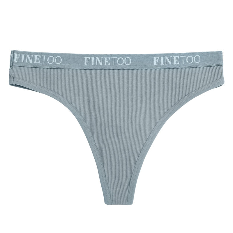 Cotton mix thong underwear by The Clothing Company Sydney featuring letter waist design and G-string style.