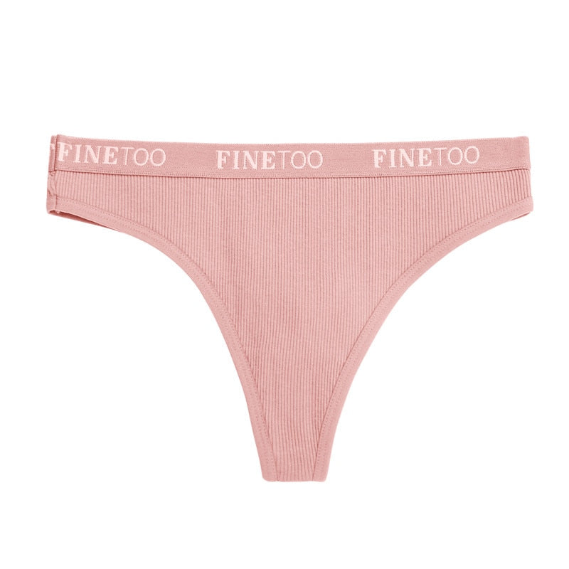 Cotton mix thong underwear with letter waistband, G-string brief by The Clothing Company Sydney, close-up view of the product.