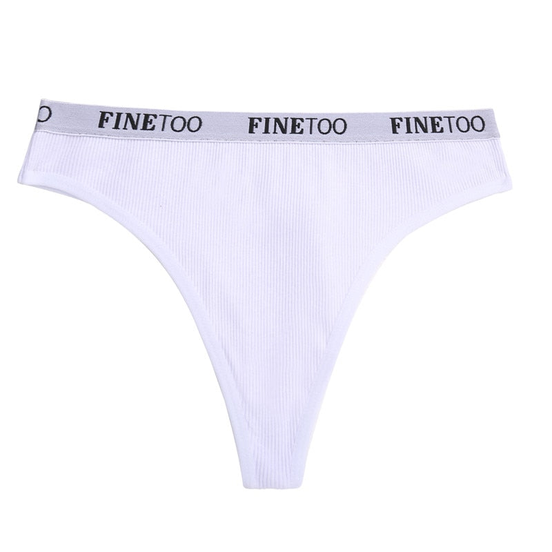 Cotton mix thong underwear by The Clothing Company Sydney featuring letter waist design and G-string style.