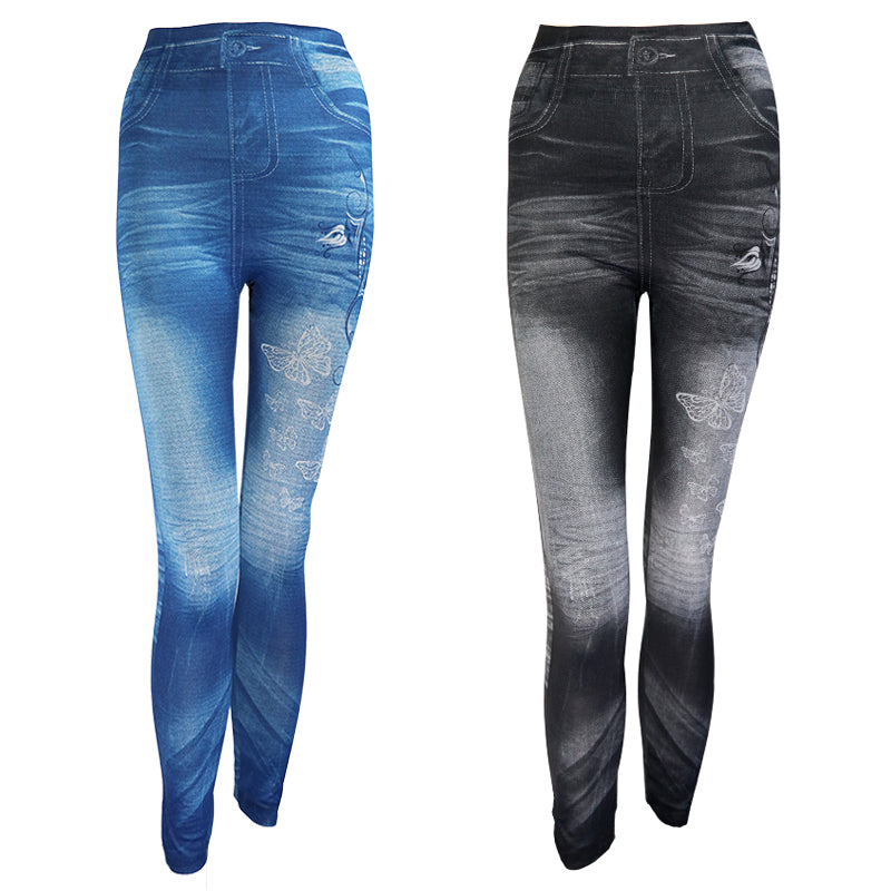 Slim fit imitation jean leggings from The Clothing Company Sydney, featuring stretchy, sexy skinny jeggings in plus size.