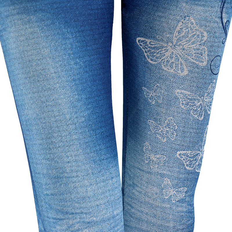 Slim fit jeggings by The Clothing Company Sydney featuring stretchy, imitation jean design, perfect for plus-size fashion.