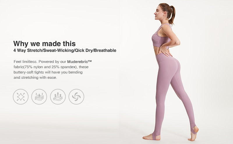 Women's high waist fitness yoga pants by The Clothing Company Sydney, stirrup leggings with tummy control for running and gym workouts.