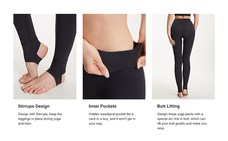 Women's high waist fitness yoga pants with stirrup design, tummy control leggings for running and gym workouts by The Clothing Company Sydney.