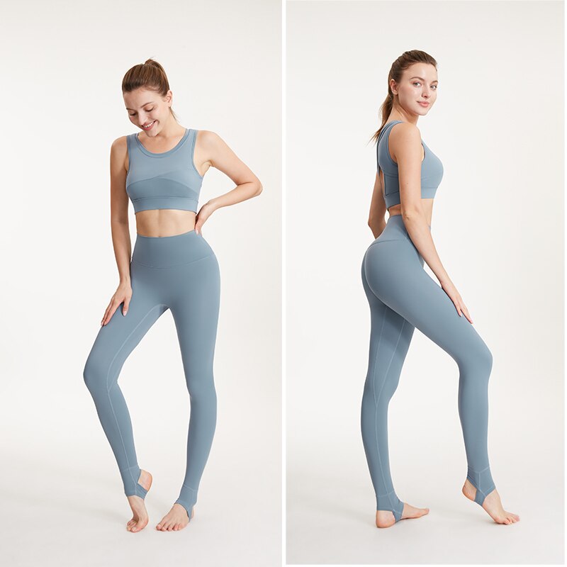 Women's high waist fitness yoga pants by The Clothing Company Sydney, stirrup design, tummy control leggings for running and workouts.