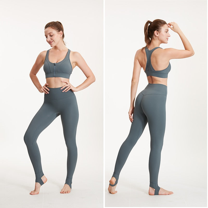 Women's high waist fitness yoga pants by The Clothing Company Sydney, stirrup design, tummy control, ideal for running and gym workouts.