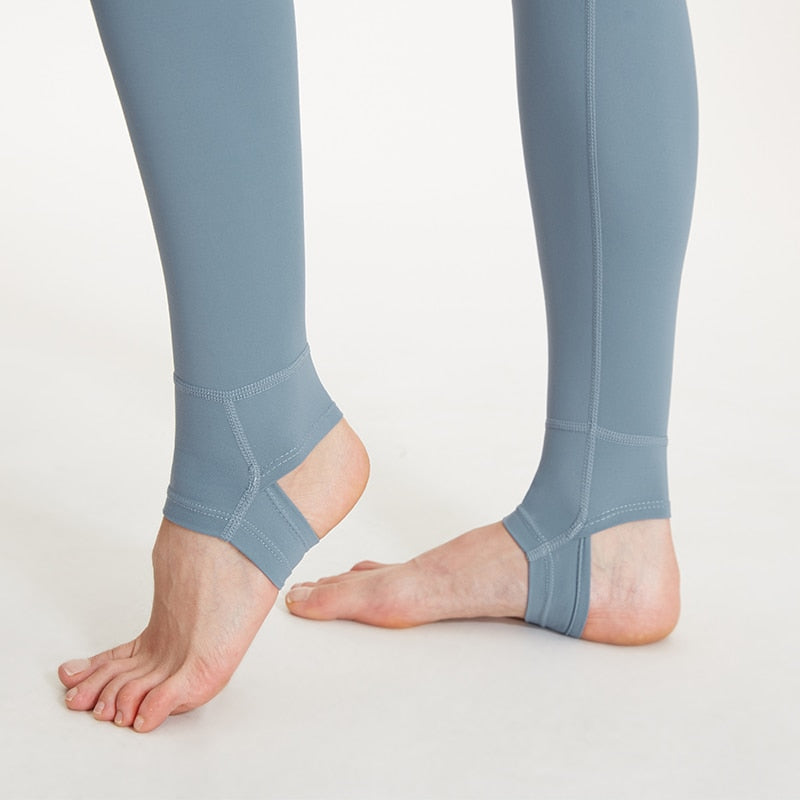 Women's high waist fitness yoga pants by The Clothing Company Sydney, stirrup design, tummy control leggings for running and gym workouts.