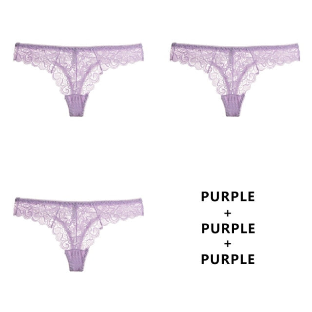 Three-pack of The Clothing Company Sydney low-waist G-string thongs, soft breathable transparent lingerie with T-back design.