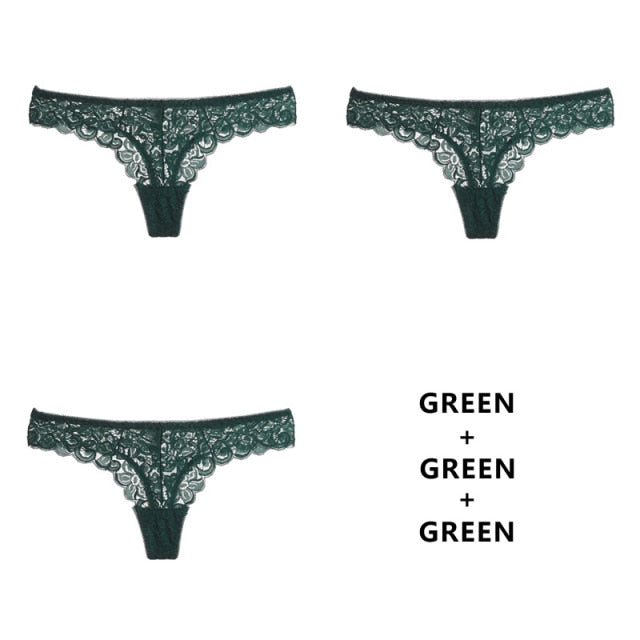 Three-pack of The Clothing Company Sydney women's g-string thongs with low waist, breathable transparent T-back lingerie underwear.
