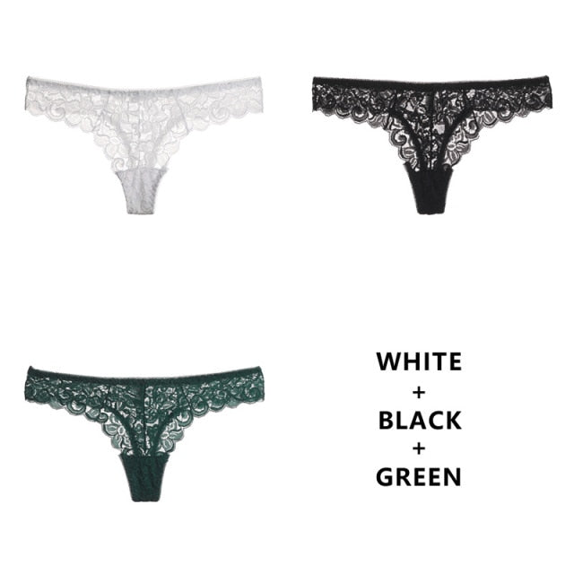 Three-pack of The Clothing Company Sydney low-waist G-string thongs, soft, breathable, transparent T-back lingerie panties.