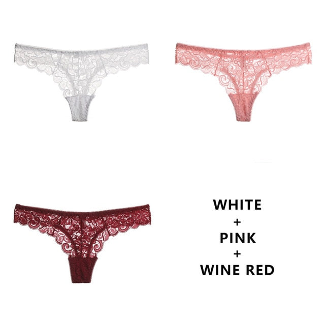 Three-pack of The Clothing Company Sydney women's g-string thongs, low-waist, breathable and transparent T-back lingerie.