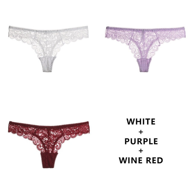 Three-pack of The Clothing Company Sydney women's thong panties, low-waist, breathable, transparent T-back lingerie.