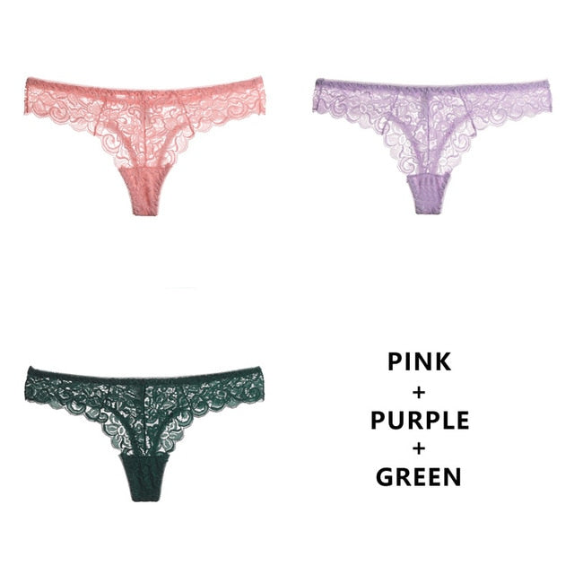 Three-pack of The Clothing Company Sydney women's G-string thongs with low waist, breathable, soft T-back transparent lingerie.