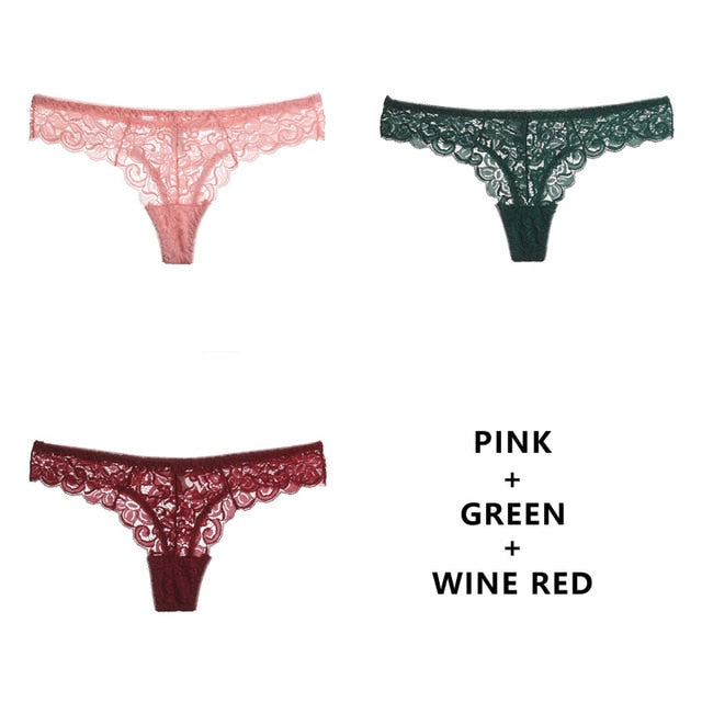 Three-pack of The Clothing Company Sydney women's g-string panties, low-waist, breathable, transparent t-back lingerie.