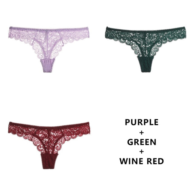 Three-pack of breathable low-waist G string thongs with transparent T-back design, soft lingerie from The Clothing Company Sydney.