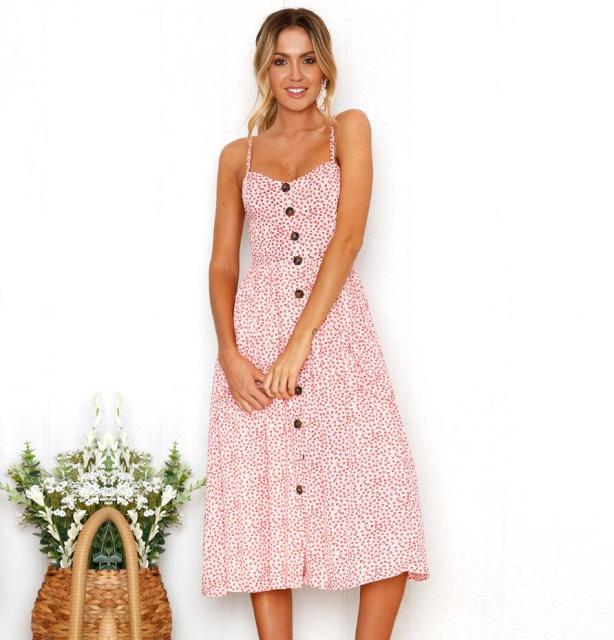 Vintage casual sundress by The Clothing Company Sydney featuring polka dots, stripes, floral prints, midi length, backless design, and boho style.