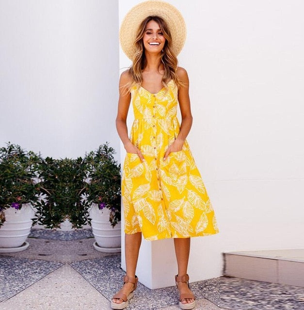 Vintage casual sundress by The Clothing Company Sydney featuring polka dots, stripes, floral pattern, backless design, and midi length.