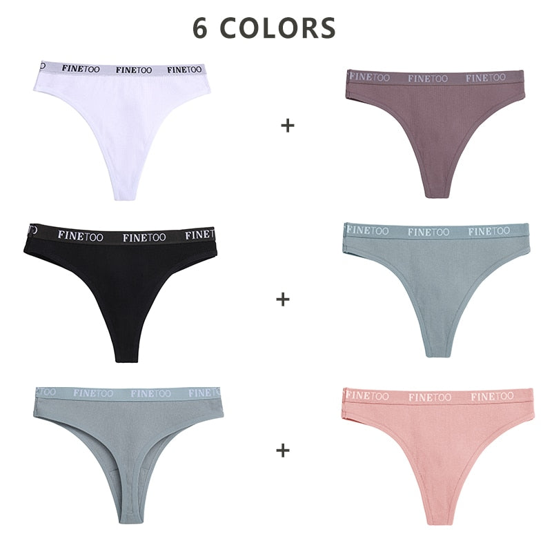 Cotton mix thong underwear with letter waist design, G-string style, from The Clothing Company Sydney, showcasing the product front.