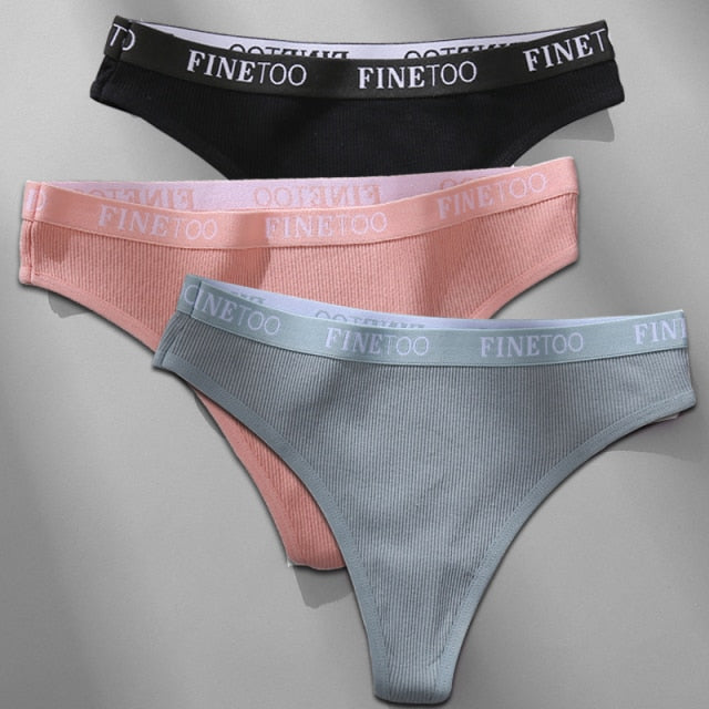 Cotton mix thong underwear with letter waist design by The Clothing Company Sydney, featuring a comfortable G-string brief style.