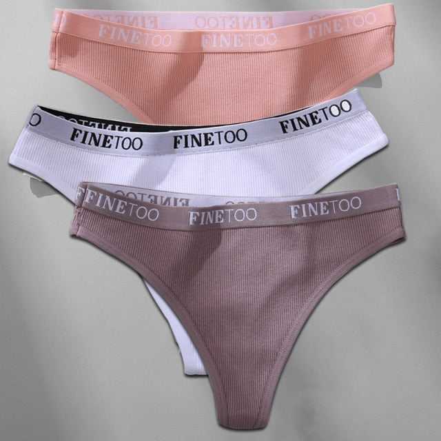 Cotton mix thong underwear with letter waist design, G-string style, from The Clothing Company Sydney.