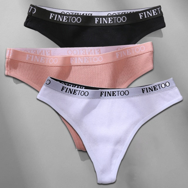 Cotton mix thong underwear with letter waist design, G-string style, by The Clothing Company Sydney, shown in the image.