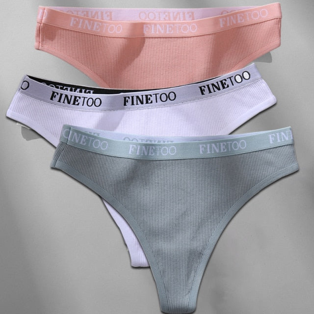 Cotton mix thong underwear with letter waistband, G-string style, from The Clothing Company Sydney, showcasing the front design.