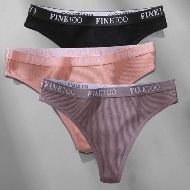 Cotton mix thong underwear with letter waist design from The Clothing Company Sydney, G-string brief lingerie for women.