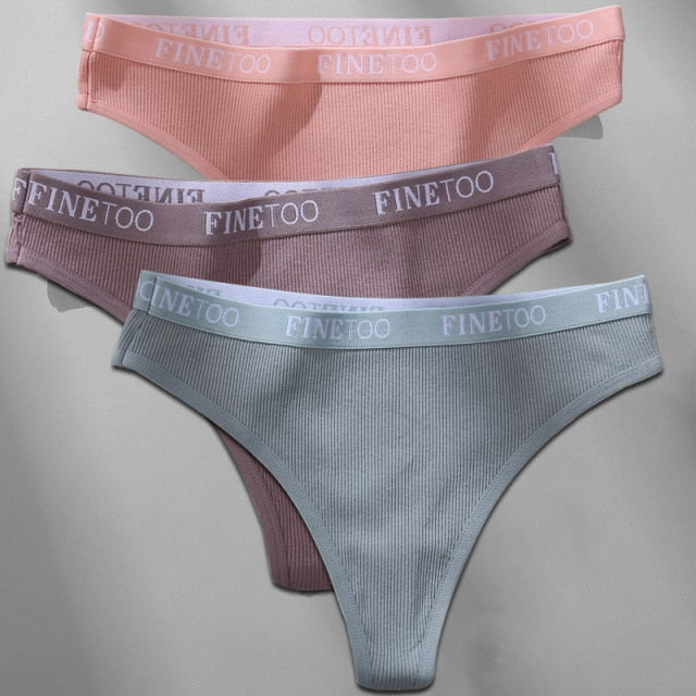 Cotton mix thong underwear by The Clothing Company Sydney featuring letter waist design and G-string style.