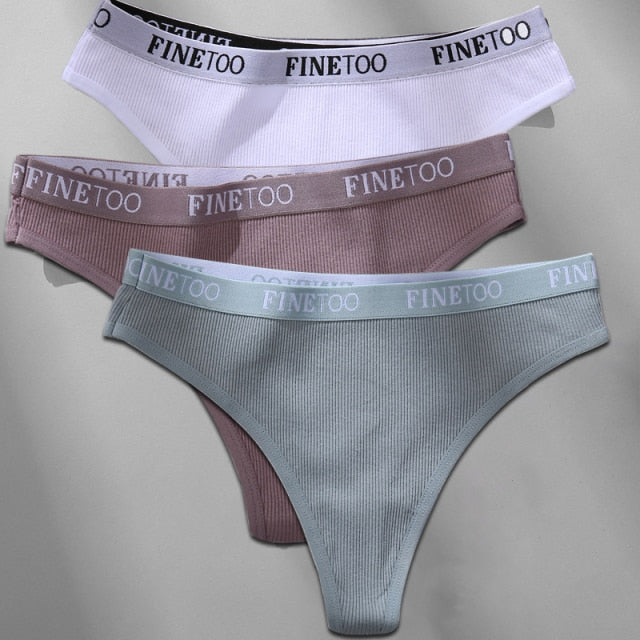 Cotton mix thong underwear with letter waist design, G-string brief by The Clothing Company Sydney, shown on a neutral background.