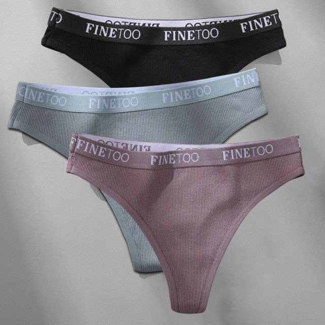 Cotton mix thong underwear with letter waist design, G-string style, from The Clothing Company Sydney.