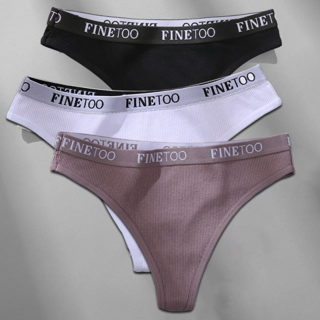 Cotton mix thong underwear with letter waist design, G-string brief from The Clothing Company Sydney, soft and comfortable lingerie.