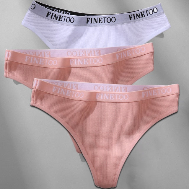 Cotton mix thong underwear by The Clothing Company Sydney with letter waist design and G-string style.