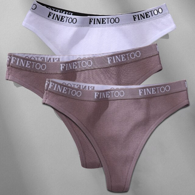 Cotton mix thong underwear with letter waistband, G-string brief by The Clothing Company Sydney, close-up of product on white background.