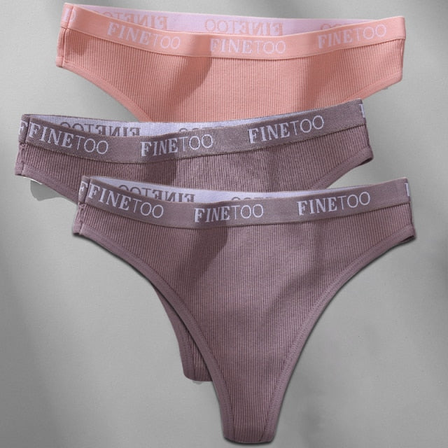 Cotton mix thong underwear with letter waist design, G-string style from The Clothing Company Sydney, close-up view.