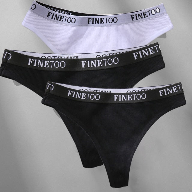Cotton mix thong underwear with letter waist design, G-string style from The Clothing Company Sydney on a white background.