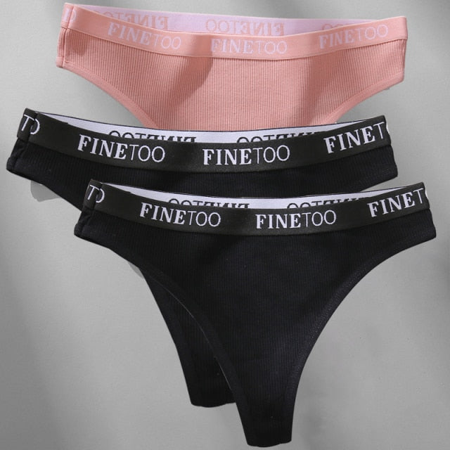 Cotton mix thong underwear by The Clothing Company Sydney with letter waist design, G-string style, comfortable lingerie for women.