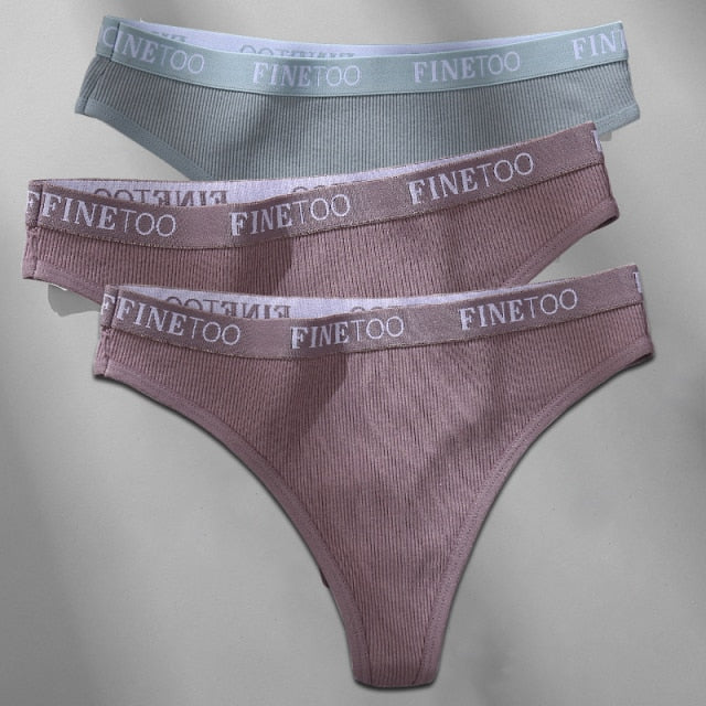 Cotton mix thong underwear with letter waist design, G-string brief from The Clothing Company Sydney featuring comfortable, stylish lingerie.