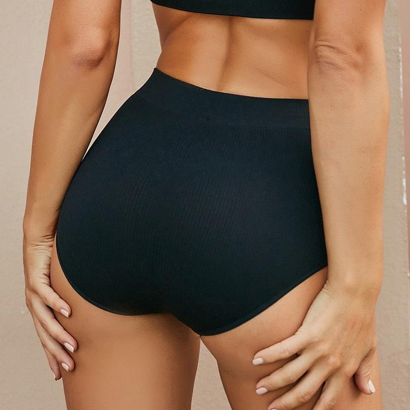 Seamless high waist underwear briefs for women, in 1/2 piece style, by The Clothing Company Sydney, displayed on a model.