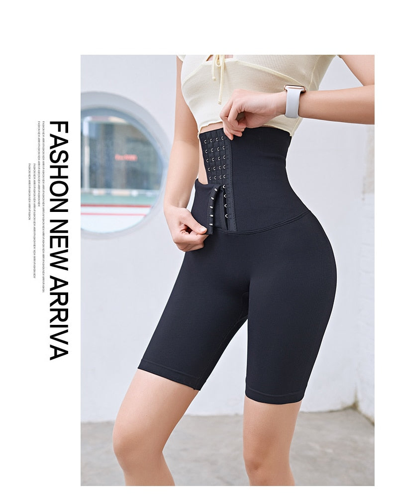 Seamless high waist yoga leggings from The Clothing Company Sydney, postpartum fitness corset push hip workout tights for gym and training.