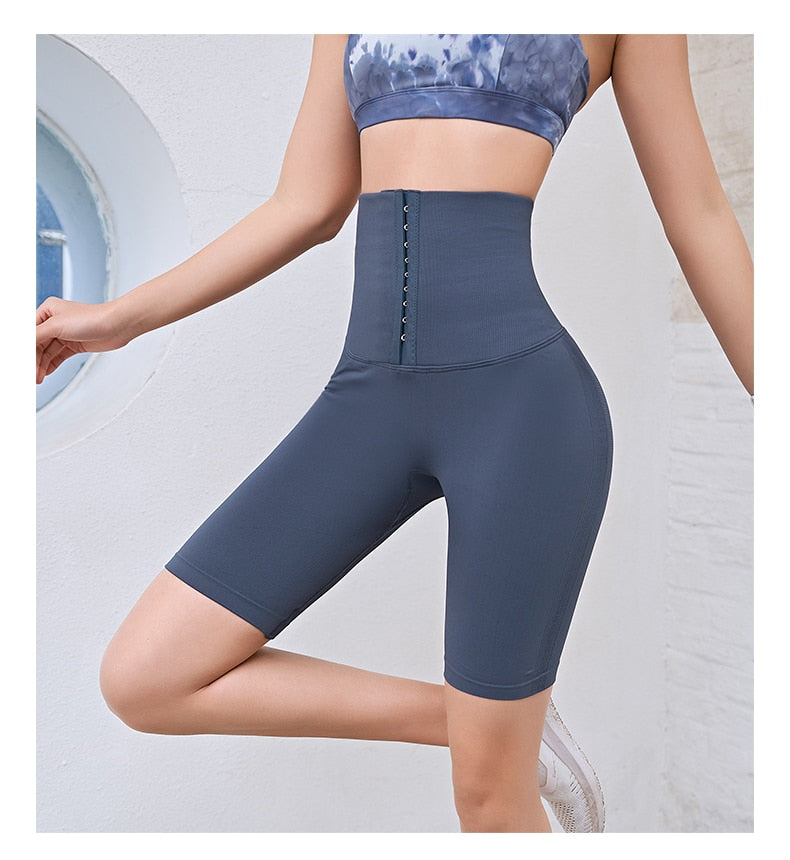 High-waist postpartum fitness corset push hip yoga pants from The Clothing Company Sydney, seamless workout leggings for gym and running.
