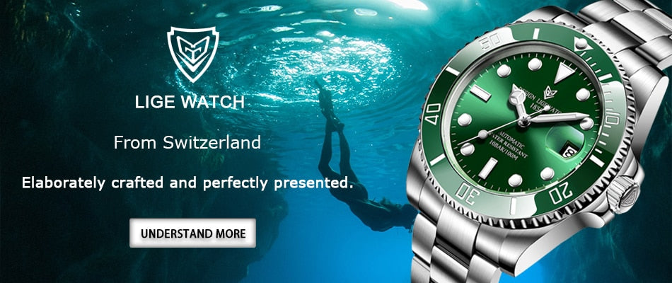 Men's automatic mechanical diving watch by The Clothing Company Sydney, 100ATM waterproof with luminous dial and sporty design.